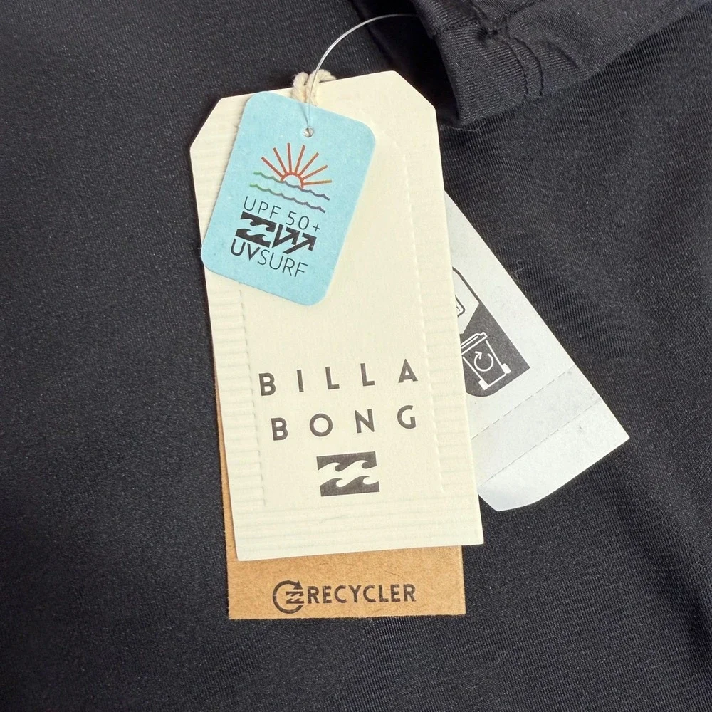 Billabong Sol Searcher Rashguard Womens L Black UPF 50+ Long Sleeve‎ Swim Top